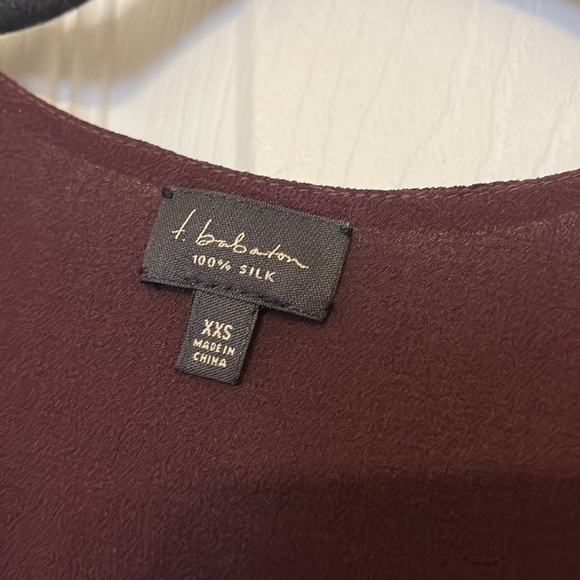 T. Babaton 100% Silk Burgundy Blouse - Picture 2 of 4